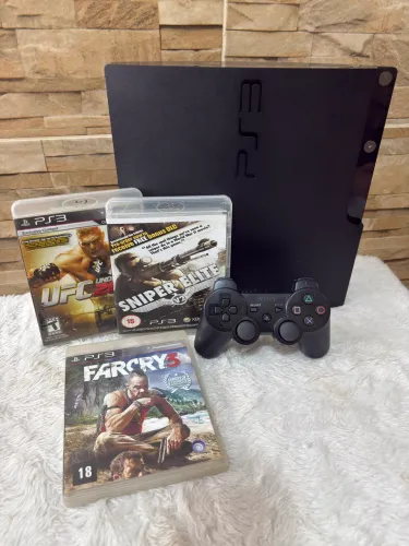 PlayStation 3 Slim 160GB com 3 jogos físicos + 9 digitais ( faço envio )