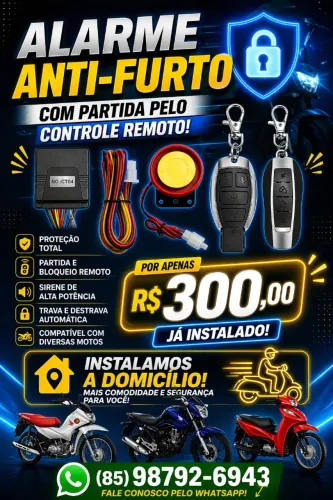 Alarme Moto C/Partida Pelo Controle