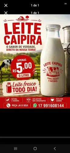 Leite " caipira" direto do sítio