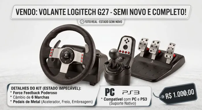 Volante Logitech G27 semi novo
