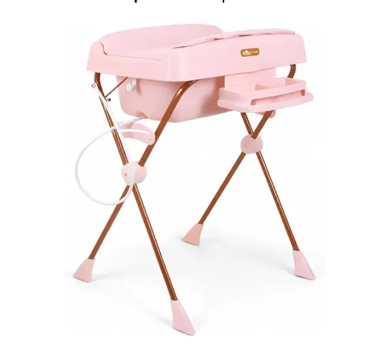Banheira Burigotto Rosa com Suporte e Trocador e redutor - Seminova EXCELENTE