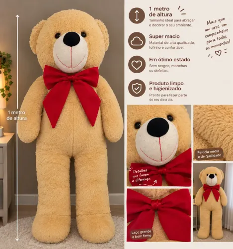 Urso Gigante de 1 Metro! Grande, fofo e macio