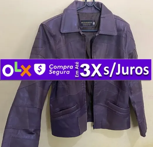 Jaqueta em Couro Legítimo Feminino, Akicouros , Tam 42, Seminovo, Pouco Uso, Barato!