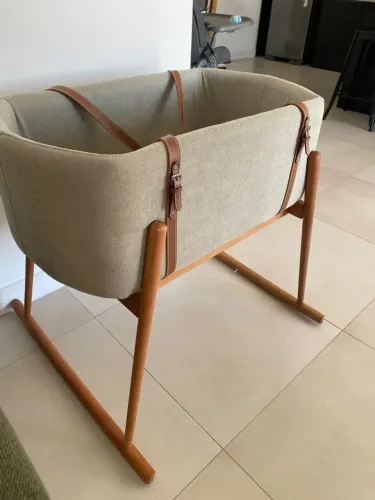 Berço Moisés Removível Amorando com Balanço - Abstratto Verde Estonado