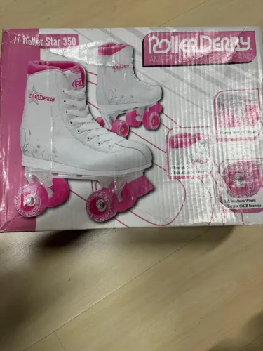 Patins roller derby roller rosa e branco 