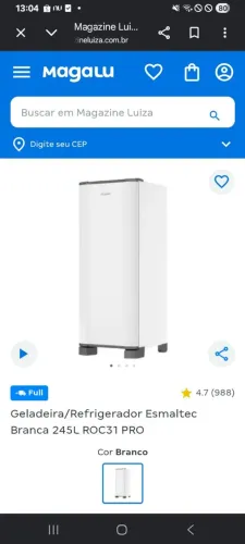 Vendo geladeira semi nova valor 1200