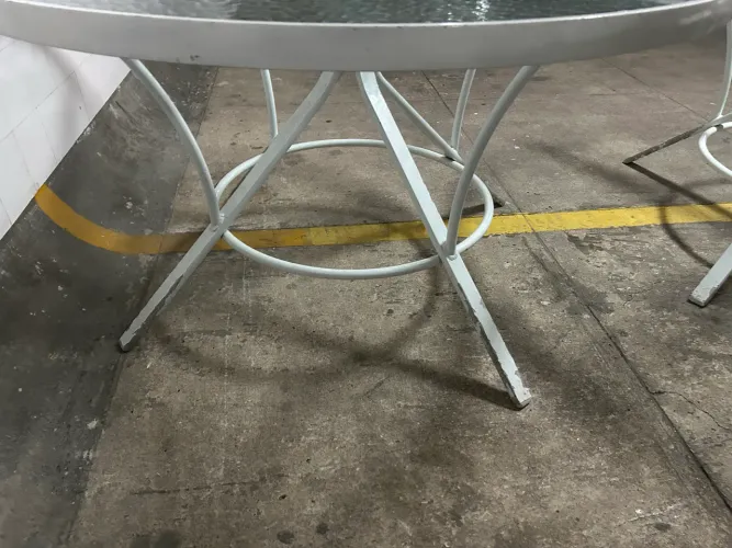 Mesas e cadeiras de jardim varanda e piscina com tela sling bege