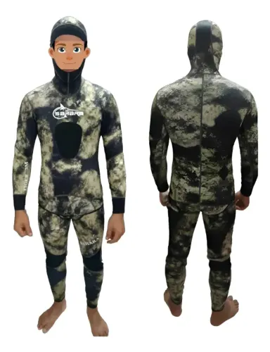 Roupa De Mergulho 3mm Jaqueta E Jardineira Camuflada
