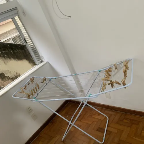 Varal de roupas móvel grande branco 1,55x0,55 m