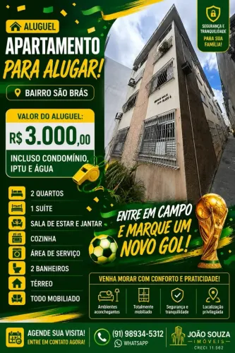 Alugo apartamento  no térreo com 2 quartos na !4 de Abril  em São Brás - Belém - PA