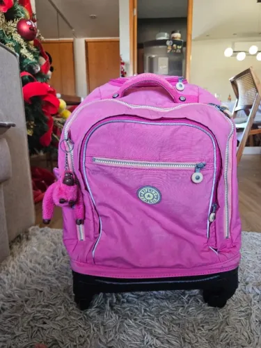 Kipling Original: Mochila com Carrinho + Alça Costas - Rosa Ótimo Estado