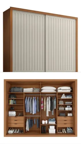 Guarda-Roupa Casal 2 Portas de Correr 6 Gavetas