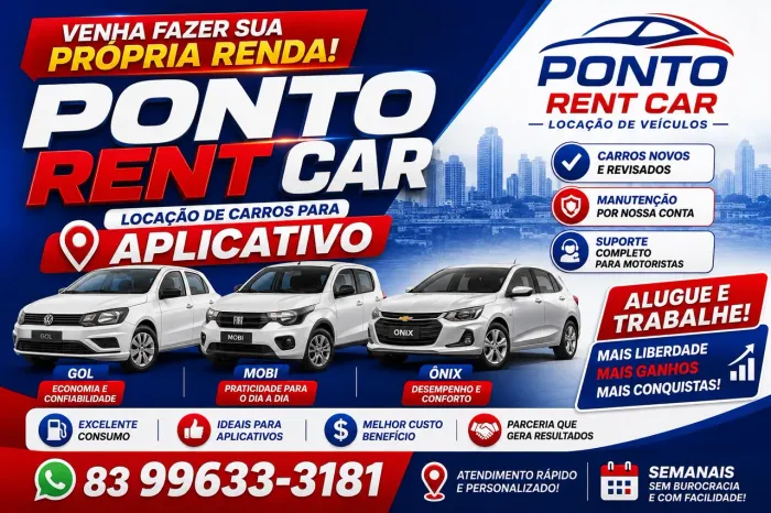 Locação de carros pra motorista de aplicativo