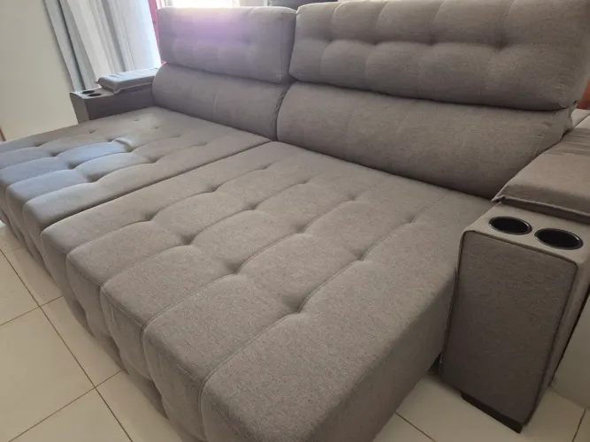 Sofa retrátil reclinável 3metros linho