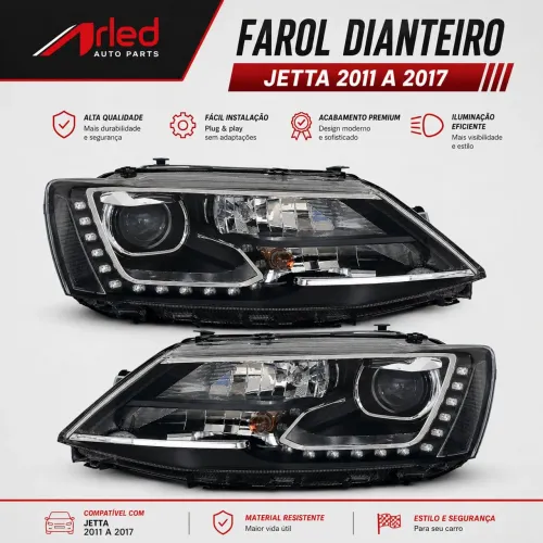 Par Farol Led Premium Jetta Tsi Comfortline 2011 2012 2013 2014 2015 2016 2017 NOVO
