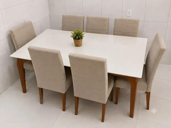 Mesa 6 Cadeiras Laqueada