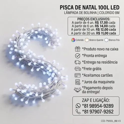 PISCA DE NATAL 100L LEDLÂMPADA DE BOLINHA COLORIDO 8M