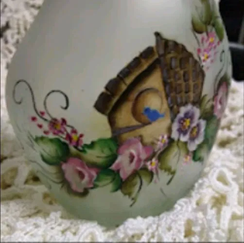 Garrafa Vidro Jateado com pintura a mão