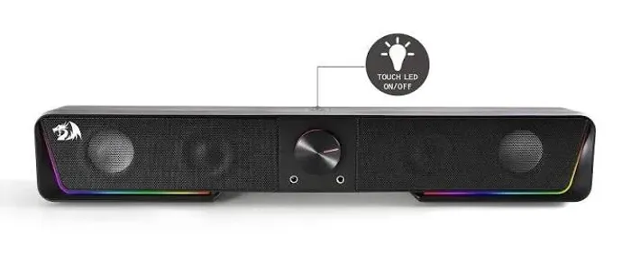 CAIXA DE SOM SOUNDBAR GAMER REDRAGON DARKNETS, RGB, STEREO, USB/BLUETOOTH, 3.5MM, BLACK -