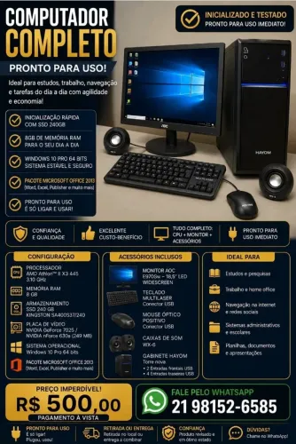 Computador AMD Athlon II X3 445 - 3.10GHz COMPLETO!!!