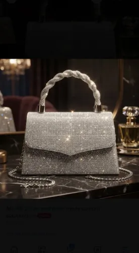 Bolsa feminina prateada festas casamento 