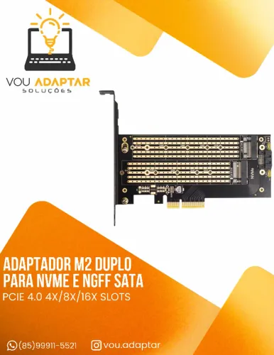 Adaptador Dual Ssd M.2 Nvme e Ngff sata Para Pci-e 4.0 X4 X8 X16
