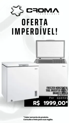 Freezer Horizontal 198L Inverter Bivolt Branco Midea