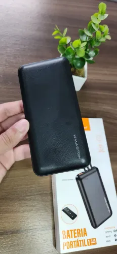 Carregador portátil H´maston 10000mah com 3 cabos mais saída usb 