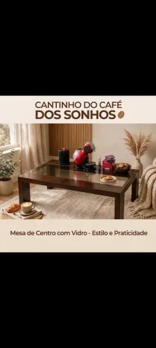 Mesinha de centro rústica com vidro
