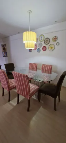 Mesa de Jantar Mármore Travertino com 6 cadeiras