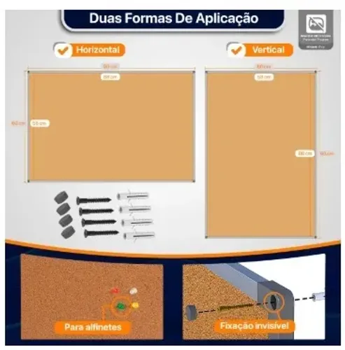Quadro Cortiça 90 x 60 Moldura Alumínio