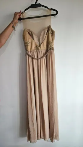 Vestido longo de festa - Bege