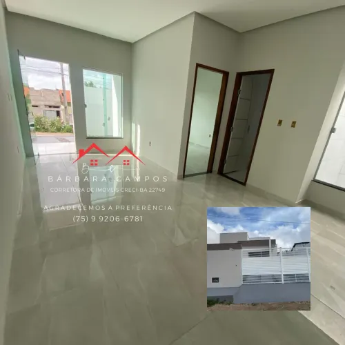 Casa 2/4, com corredor lateral, com portão duplo 