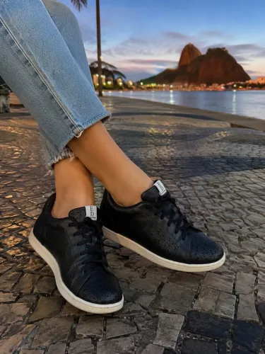 Tênis original Ellen Degeneres couro preto N39
