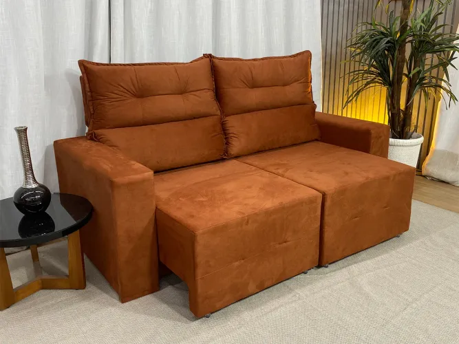 Sofá Retrátil Reclinável 1,80 m Terracota a43