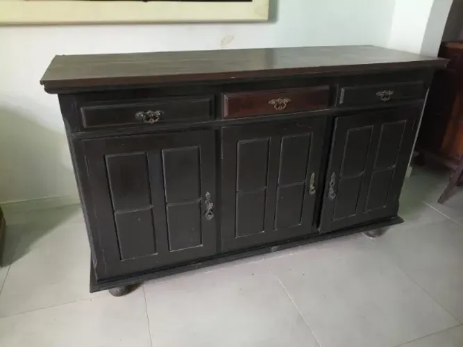 Vintage Armário balcão para buffet com 3 portas e 3 gavetas
