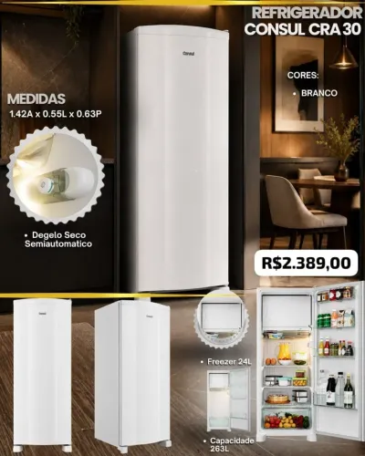Geladeira consul cra30 263 litros