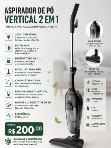 ASPIRADOR DE PÓ VERTICAL 2 EM 1 ELECTROLUX