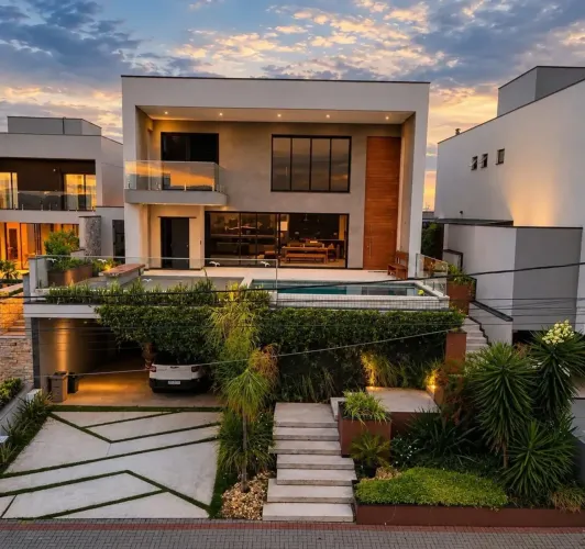 RA LIMA, Aluga, Sobrado Planejado, 04 Suítes, 450m², Piscina borda infinita e Área gourmet