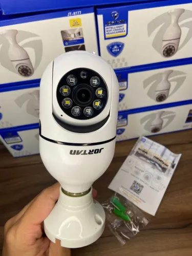 Câmera Ip Lâmpada Wifi Preta Full Hd Visão Noturna Yoosee - JT-8177 Jortan