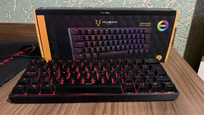 Teclado Mecânico Gamer Husky Blizzard, 60%, RGB, Switch Gateron Red, ABNT2, Preto