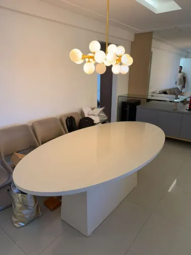 Mesa de Jantar Oval Luxo com Vidro Laqueado 4mm Entrega Grátis Fortaleza