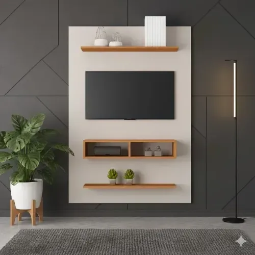 Painel Vertical Byte Viero - Off White/Mel - NOVO