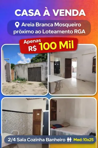 vendo casa no povoado Areia Branca no Mosqueiro por 100 mil avista