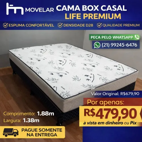 CAMA BOX CASAL LIFE PREMIUM - PAGUE NA ENTREGA 