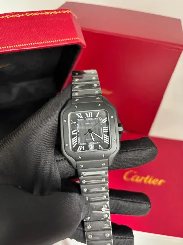 Relógio Cartier Santos Black Automático 40mm Vidro Safira Linha Premium