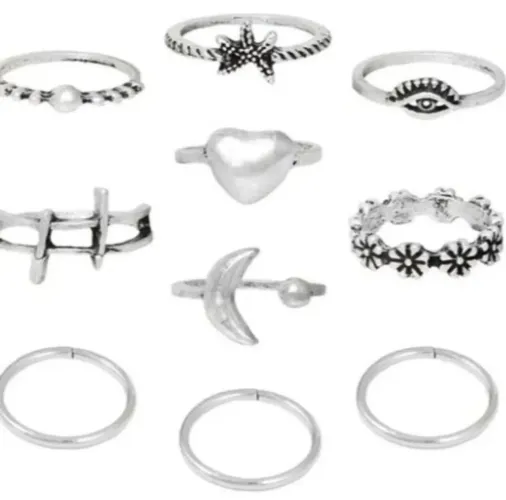 KIT COM 10 ANÉIS PANDORA VARIADOS - PALÁDIO