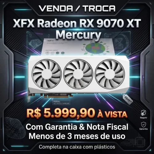 XFX AMD Radeon RX 9070 XT Mercury White (3 Meses de Uso) + Nota Fiscal
