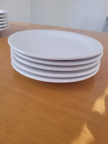 5 Pratos de Sobremesa Oxford Porcelana Branca