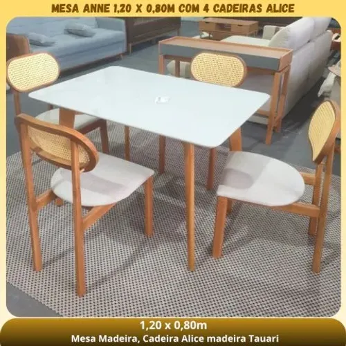 Mesa Anne 1.20x0.80 c 4 cadeiras Alice 